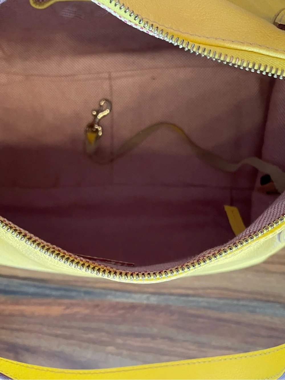 Dooney & Bourke Yellow Leather Satchel with Front Zip Pocket